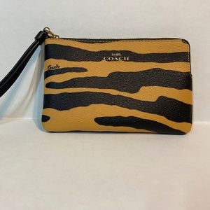 Coach Tiger print Leather Cornet Zip Wristlet